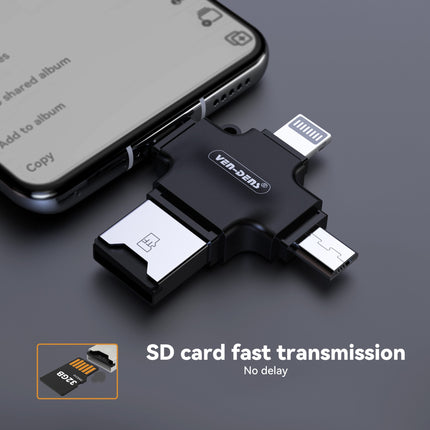 Phone Card Reader 4 In 1 USB OTG To USB 2.0 USB C and L