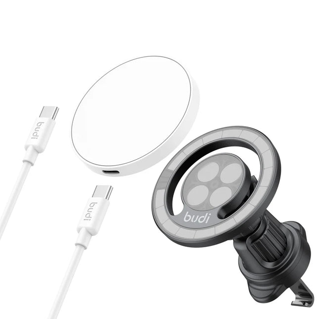 Budi Holder 15W Magnetic Wireless Charging Car Mount WL3700XW