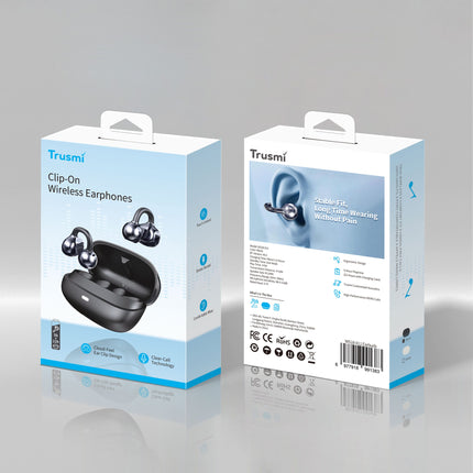 TRUSMI WS18-011 OWS Clip-On Wireless Earphone Black