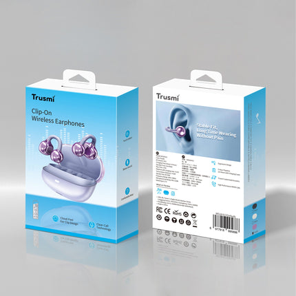 TRUSMI WS18-013 10W OWS Clip-On Wireless Earphone Purple