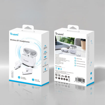 TRUSMI WS19-01 Minimalist Semi-In-Ear Wireless Earphone White