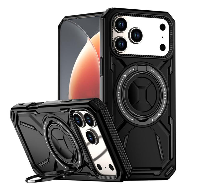Military Grade Shockproof Magnetic Case for iPhone 17 Pro – MagSafe Compatible, Rotating Stand Bumper, Wireless Charging Protective Cover