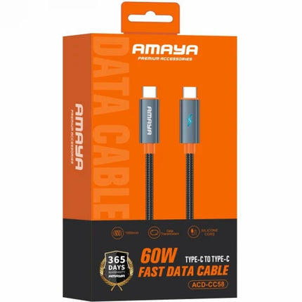 Amaya ACD-CC58 60W Fast Charging 1M Type-C to Type-C Cable