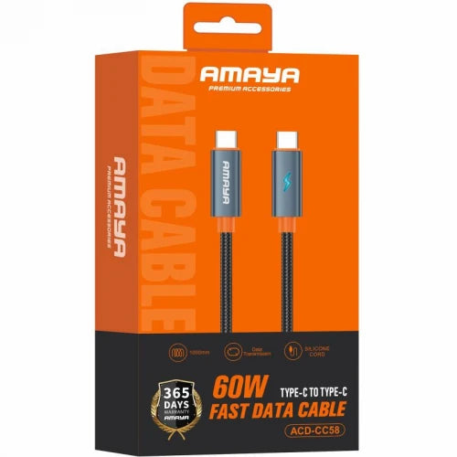 Amaya ACD-CC58 60W Fast Charging 1M Type-C to Type-C Cable