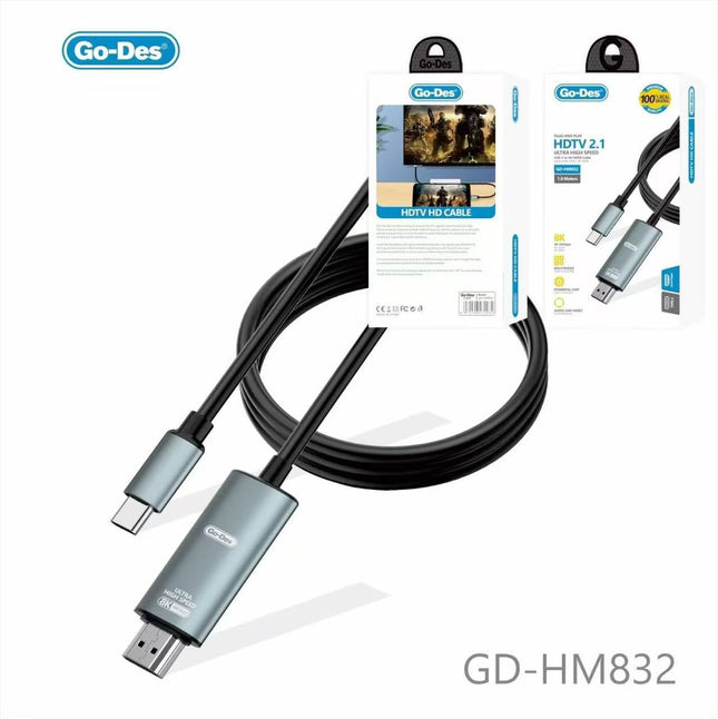 Go-Des HDMI 2.1 Ultra High Speed GD-HM832 1.8M 8K HD Cable