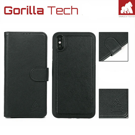 Gorilla Tech 2 in 1 Premium Wallet Case (cool case) Black For Apple iPhone 16 Plus