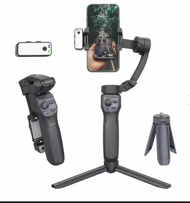 Hot Sale Black Phone Stabilizer Lightweight Selfie Stick with Anti-Shake Gimbal 360-degree Adjustable Angle AI Tracking Module