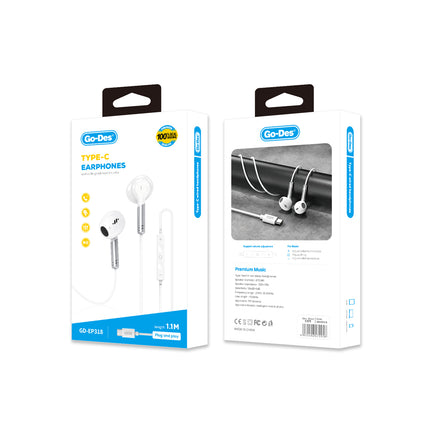 Go Des EP-318 Type-C Wired In-Ear Headphones