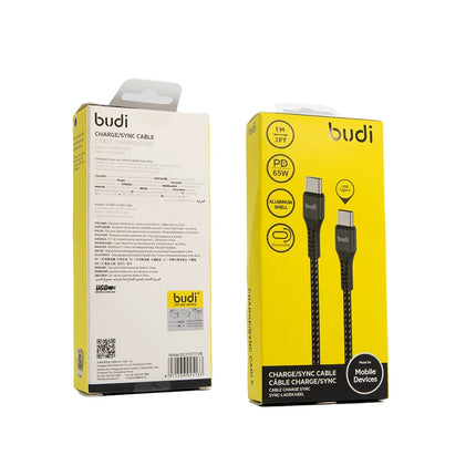Budi Cable 1M PD65W Aluminum Shell C to C Braided Cable DC210TT10B