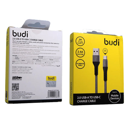 Budi Cable 2M 3A Fast USB To Type C Braided Cable DC197T20H