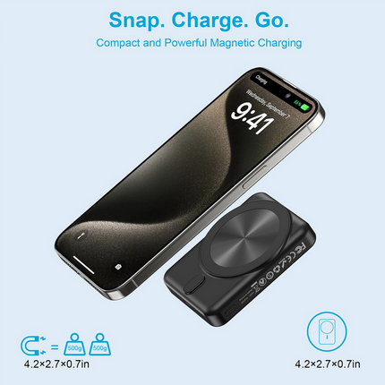 TRUSMI PB08-011 Magnetic Wireless Power Bank | 5000mAh | 20W PD Fast Charging | 15W Wireless
