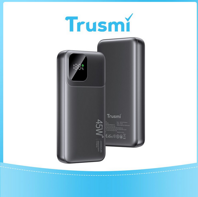 TRUSMI Power Bank PB14-011 | 20000mAh High-Capacity | 45W PD Fast Charge | Smart Digital Display