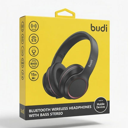 Budi Bluetooth Wireless Headphone With Bass Stereo - Black