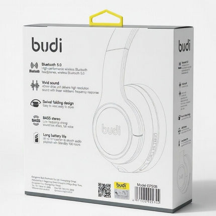 Budi Bluetooth Wireless Headphone With Bass Stereo - Black
