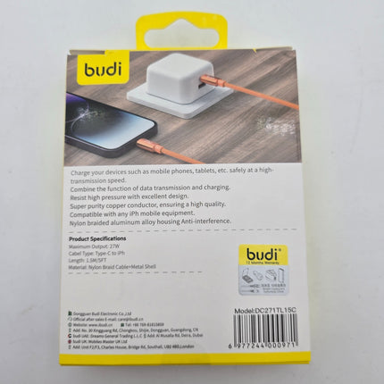 BUDI DC271L15C 1.5M 3A FAST CHARGING DATA CABLE