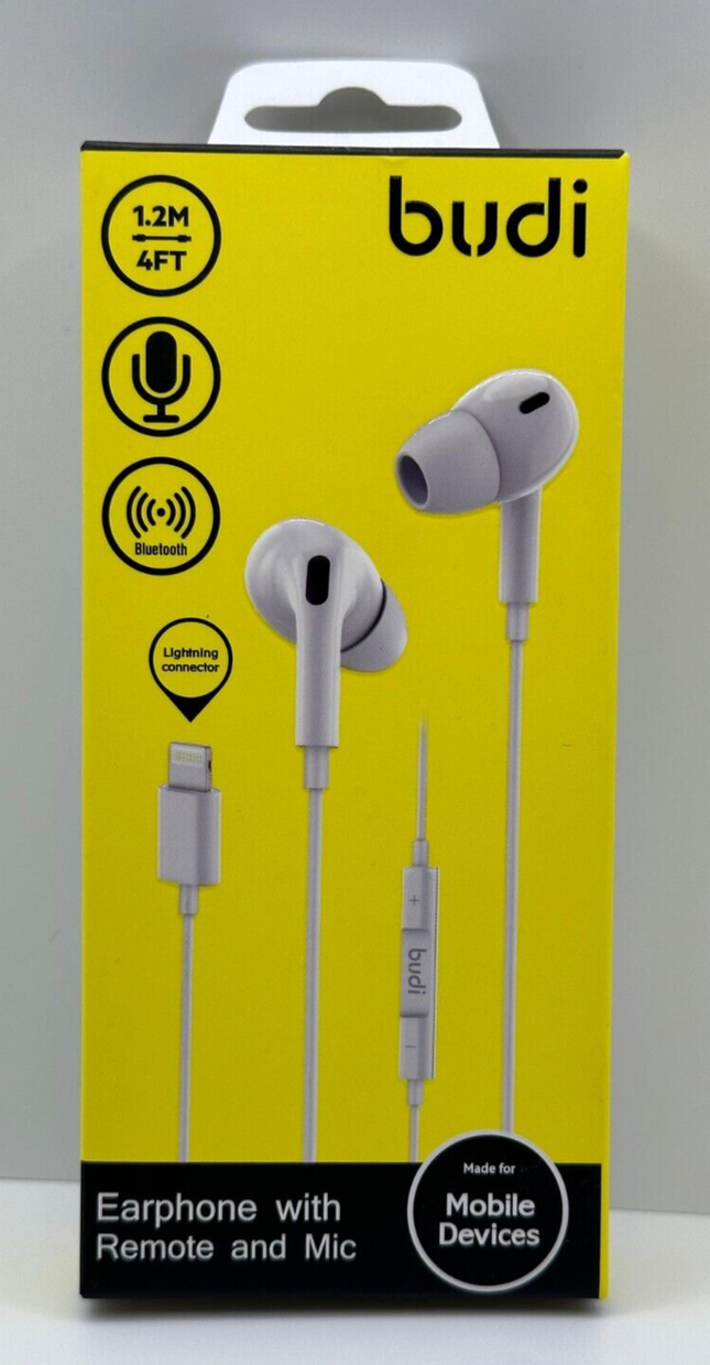 Budi Earphone With Remote and Mic, Lightning Connector, High Call Quality & Base