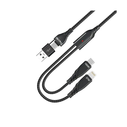 Trusmi CA39-108 100W Fast Charging & Data Braided Cable  2-in-1 (1m + 0.2m)