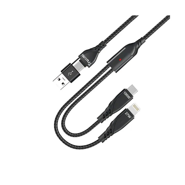 Trusmi CA39-108 100W Fast Charging & Data Braided Cable  2-in-1 (1m + 0.2m)