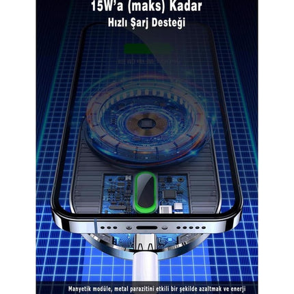 USAMS US-CD170 15W 2-in-1 Magnetic Wireless Charger with Type-C Magsafe Stand for iPhone and Smartphones