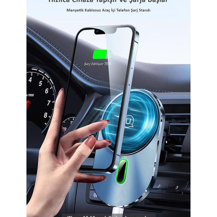 USAMS US-CD170 15W 2-in-1 Magnetic Wireless Charger with Type-C Magsafe Stand for iPhone and Smartphones