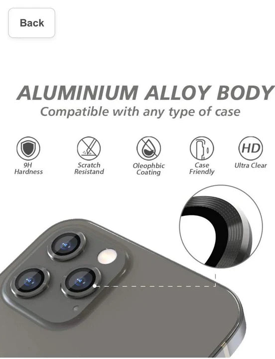 Black Camera Glass Protector For Apple iPhone 16 Pro Max Rear Camera (3 in 1)