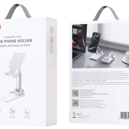 XO C143 Adjustable Desktop Mobile & Laptop Stand – Portable Foldable Holder for Smartphones, Tablets, and Laptops